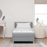 Cumpara ieftin Pat cu arcuri cu headboard Gri deschis 200 x 90 cm tesatura