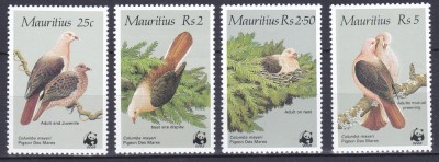 DB1 Fauna Pasari 1985 Mauritius WWF 4 v. MNH foto