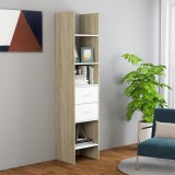 Cumpara ieftin Bibliotecă, alb și stejar Sonoma, 40x35x180 cm, lemn prelucrat