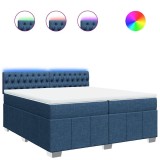 Cumpara ieftin Pat box spring cu saltea, albastru, 200x200 cm, textil