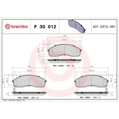 Placute frana Kia Carnival I (Up) 06.98-10.01, Carnival 2 (Gq) 01.99-09.07, K2500 (Sd) 06.01-, Pregio Box (Tb) 10.97-, Pregio Bus 08.95-04.10, Fata, foto