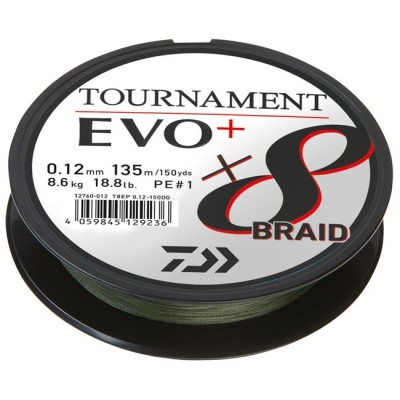 Fir Textil Daiwa Tournament 8xBraid EVO+ Verde, 0.18mm, 135m, 15.8kg foto