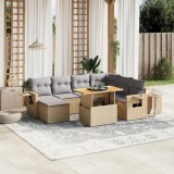 VidaXL Set canapele de grădină, 8 piese, cu perne, bej, poliratan