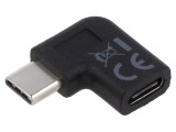 Adaptor USB 3.0 USB C Mufă Unghiată Neagră