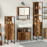 Set de mobilier pentru baie din 4 piese, din lemn vechi, lemn prelucrat