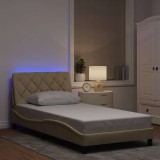 VidaXL Cadru de pat cu LED fără saltea cremă 100x200 cm țesătură 3310655