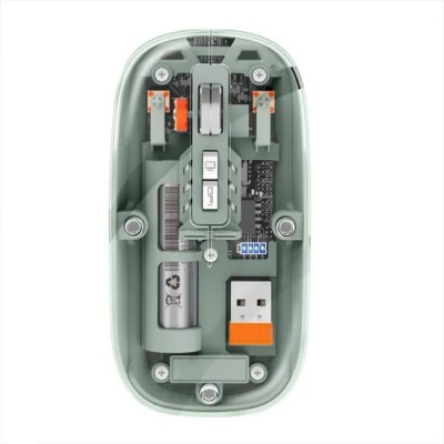 Mouse Nou M233, 1600dpi, 5 Butoane, Indicator Nivel Baterie, Transparent, Verde, Wireless + Bluetooth foto