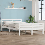 Cadru de pat King Size, alb, 150x200 cm, lemn masiv, vidaXL
