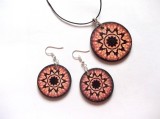 Set bijuterii lemn cu mandala 43098, Set bijuterii handmade