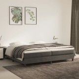 Cumpara ieftin Pat box spring cu saltea, gri &icirc;nchis, 200x200 cm, catifea