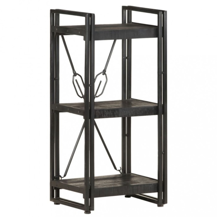 vidaXL Bibliotecă cu 3 rafturi, negru, 40x30x80 cm, lemn masiv mango