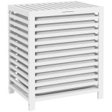HOMCOM Coș pentru Rufe din Bambus Capacitate de 55L Coș pentru Rufe Murdare cu 2 M&acirc;nere și Sac Detașabil 50x36x60 cm Blanco | Aosom Romania