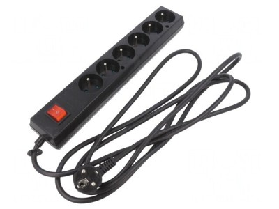 Prelungitor 6 Prize PVC Negru 3m 16A foto