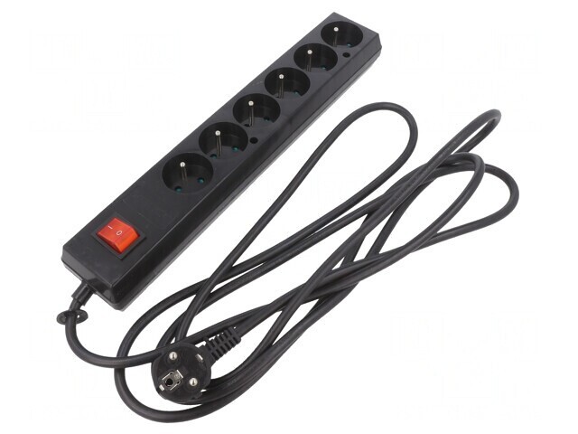 Prelungitor 6 Prize PVC Negru 3m 16A