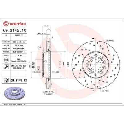 Set disc frana Audi A3 (8p1) 05.03-12.13, A3 (8v1 8vk) 04.12-10.20, A3 Cabriolet (8p7) 04.08-05.13, A3 Sedan (8ys 8ym) 04.20-, A3 Sportback (8pa) 09. foto