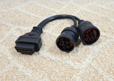 Cablu adaptor camioane utilaje J1708 7 pini J1939 9 pini - 16pin OBD2 Cummins foto