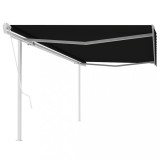 vidaXL Copertină retractabilă automat, cu st&acirc;lpi, antracit, 5x3 m