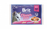 Brit Premium Multipack Dinner Plate, 4 arome, pachet mixt, plic hrană umedă pisici, (&icirc;n aspic), 4 x 85g