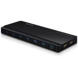 Hub USB TP-Link, UH720, 7 porturi USB 3.0, 2 porturi pentru reincarcare, adapter 12 V, negru