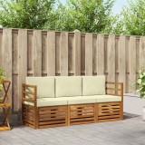 vidaXL Seturi de canapele 3 pcs Natural și Crem Lemn Solid de Acacia 3374270