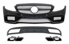 Bara fata &amp;amp; Difuzor cu Ornamente Evacuare Crom Mercedes C-Class W205 S205 (2014-2018) C63 Design pentru Bara Standard Performance AutoTuning foto
