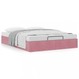 VidaXL Cadru pat otoman fără saltea roz 140x190 cm catifea