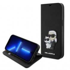 Husa Karl Lagerfeld PU Saffiano Karl and Choupette NFT Book pentru iPhone 15 Pro Max Black