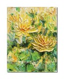 Cumpara ieftin Tablou impasto pictat manual, Crizanteme galbene, 40x30cm acril pe panza in relief efect 3D, Kenny Varniote