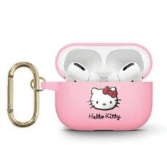 Husa pentru AirPods 3 - Hello Kitty Silicone 3D Kitty Head (HKA33DKHSP) - Pink