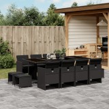 Cumpara ieftin Gossi set mobilier de gradina cu perne, 13 piese, negru, poliratan