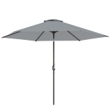 Outsunny Umbrelă de Grădină 3x3 m &Icirc;nclinabilă cu Deschidere prin Manivelă, Umbrelă de Exterior cu Husă, Anti-UV 30+ din Metal și Poliester 180 g/㎡, Gr