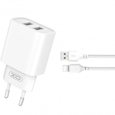 Incarcator Retea Cu Cablu USB-C XO Design BPCE02C, 10.5W, 2.1A, 2 x USB-A, Alb