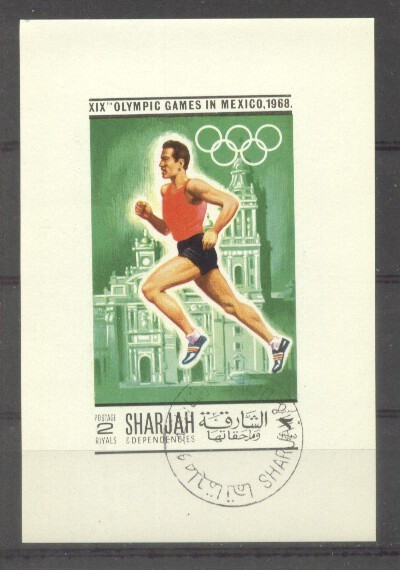 Sharjah 1968 Sport, Olympics, mini imperf.sheet, used AI.023