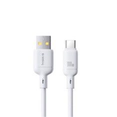 CABLU alimentare si date Baseus Silky, Fast Charging Data Cablept. smartphone, USB la USB Type-C 100W, 1m, alb&quot;P10377703213-00&quot;