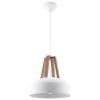 Lampă suspendată CASCO alb/lemn natural, Sollux Lighting
