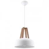 Lampă suspendată CASCO alb/lemn natural, Sollux Lighting