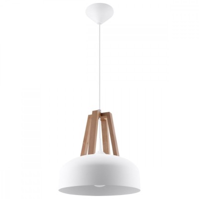 Lampă suspendată CASCO alb/lemn natural, Sollux Lighting foto