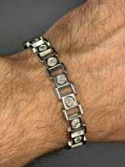 BRATARA AUR 14K + 16 Diamante x 0.35ct = 5.60CT - 37.14g. - Rusia - Vintage !