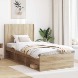 vidaXL Cadru de pat cu depozitare și tăblie Stejar Sonoma 75 x 190 cm 3413911