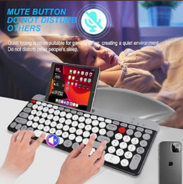Tastatură fără fir cu Bluetooth, Aspect compact ultra silențios, suport