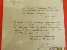 Manuscris vechi semnat de magistrat. Bistrita 1875. foto