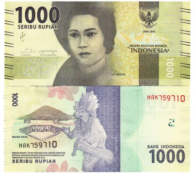 Indonezia 1 000 1000 Rupiah 2016 P-154 UNC foto