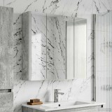 vidaXL Dulap cu oglindă pentru baie Gri din beton 889250