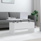 Masuta cafea vidaXL alba 102x50.5x46.5 cm lemn prelucrat cu spatiu depozitare