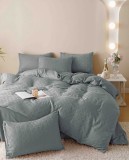 Cumpara ieftin Lenjerie Pat Dublu Jacquard Finetat 6 Piese Gri Deschis Jojo Home - Cearceaf fara Elastic, Pilota, Fete Perna 70x70, 55x80