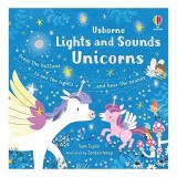 Carte cu lumini si sunete "Light and Sounds: Unicorns" pentru copii, ilustrata, interactiva