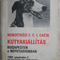 Nemzetkozi F. C. I. Cacib Kutyakiallitas. Budapesten a Nepstadionban. 1984. szeptember 2. Katalogus es program (coperta putin uzata)