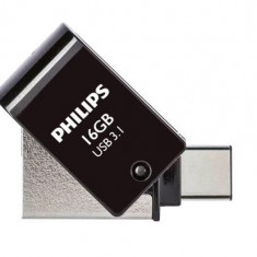 Stick USB Philips 2 in 1 OTG FM16DC152B/00, 16GB, USB Type-C + USB 3.1 (Negru)