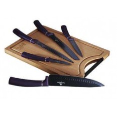 Set cutite 6 piese cu tocator bambus Purple Berlinger Haus BH 2683 foto