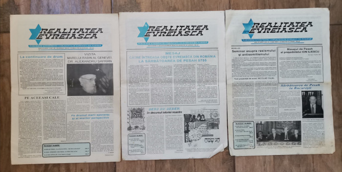 Realitatea Evreiasca lot 3 ziare anii 90 &icirc;n rom&acirc;nă și Ebrica